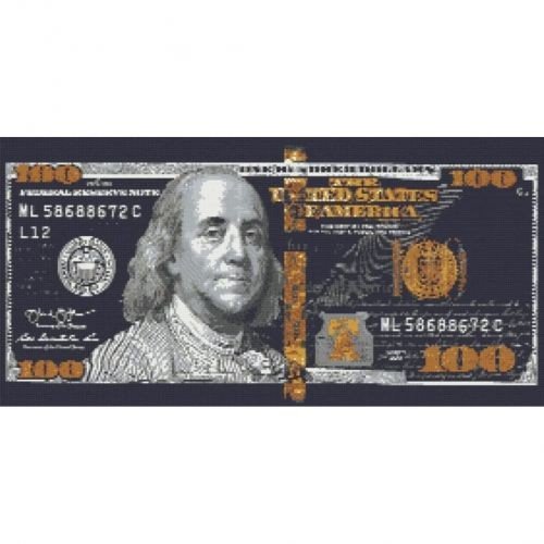 Алмазна мозаїка "Франклін, долар" 40х80 см