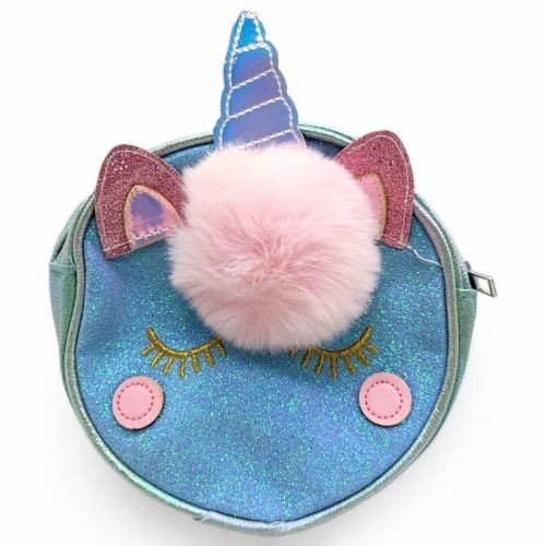 Сумочка "Єдиноріг з блискітками", 16 см (блакитний)
