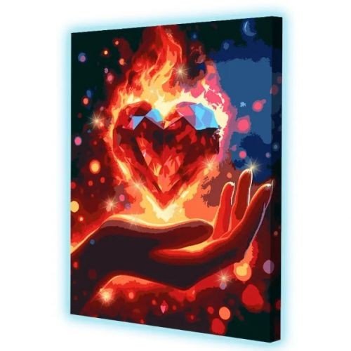 Картина за номерами зі світлодіодною підсвіткою "Рубінове серце" 40x50 см