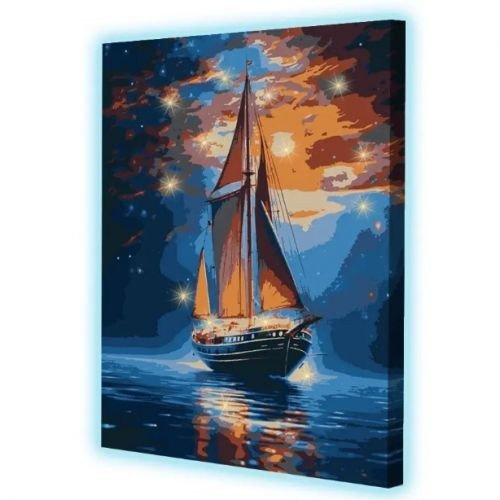 Картина за номерами зі світлодіодною підсвіткою "Морський вечір" 40x50 см