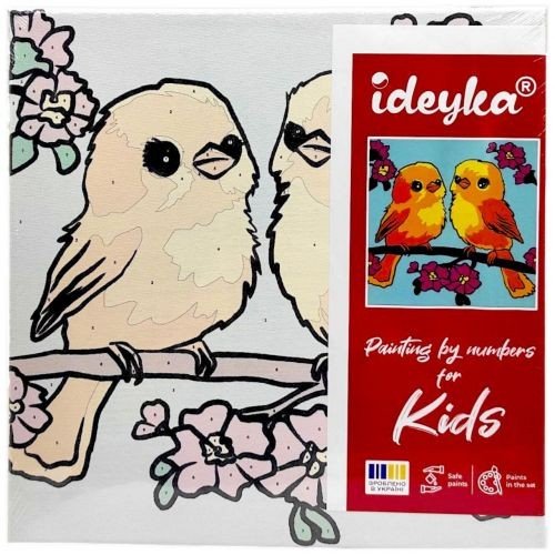 Картина по номерах для дітей "Веселкові пташки" 25х25 см