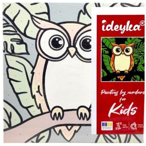 Картина по номерах для дітей "Тропічна сова" 25х25 см