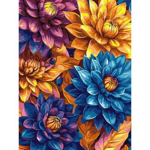 Картина за номерами з фарбами металік "Яскраві жоржини" 30х40 см