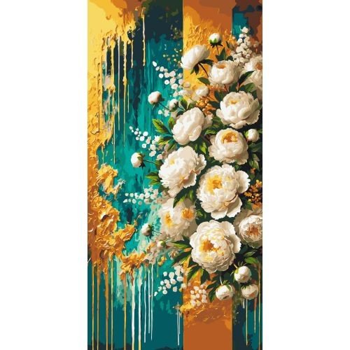Картина за номерами з фарбами металік "Квіти. Золоте натхнення" 40х80 см