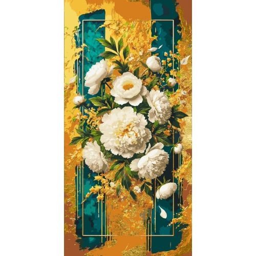 Картина за номерами з фарбами металік "Яскраві квіти" 40х80 см