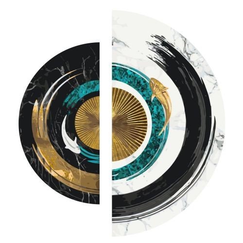 Картина за номерами з фарбами металік "Баланс протилежностей" (напівкруги: 67×33,5 см та 49×24,2 см)