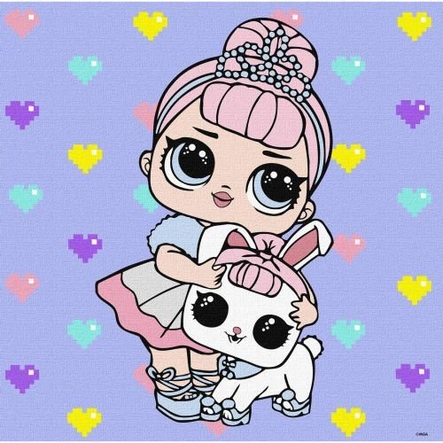 Картина за номерами з фарбами металік "L.O.L. Surprise! TroopSurprise Crystal Queen With Crystal Bunny" 40х40 см