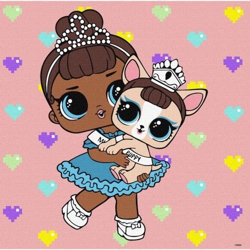 Картина за номерами з фарбами металлік "L.O.L. Surprise! TroopSurprise Miss Baby With Miss Puppy" 40х40 см