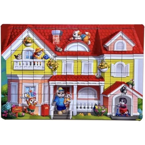 Деревʼяний пазл "Котячий будиночок" (48х32 см), 176 дет