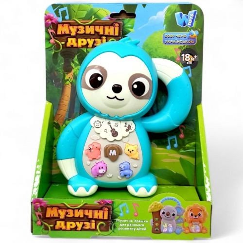 Музична іграшка "Звірятко. Лінивець" (бірюзовий) укр