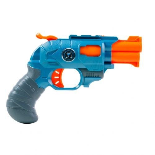 Пістолет механічний, іграшковий, з подвійним дулом та мʼякими патронами, 20 см