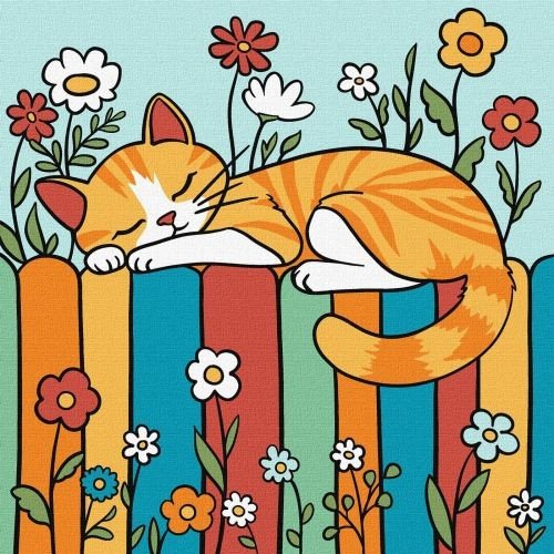 Картина за номерами "Котик на паркані"  25х25 см