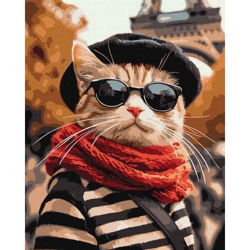 Картина за номерами "Пухнастик у Парижі" 40х50 см