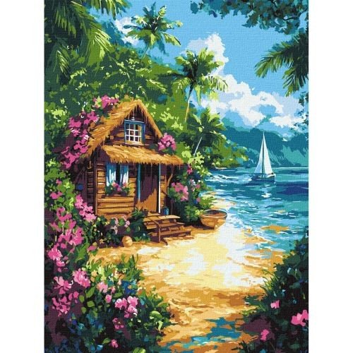 Картина по номерах "Будинок у тропіках" 30х40 см