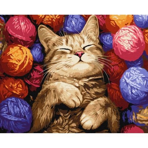 Картина за номерами "Кіт у клубочках" 40х50 см
