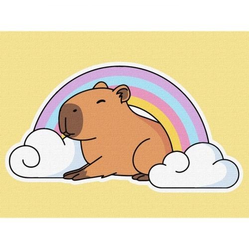 Картина за номерами "Капібара і веселка", 30х40 см