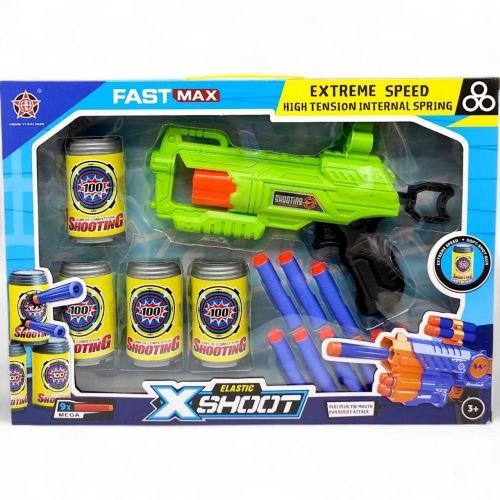 Бластер  з мяк.патронами та банками-мішенями (ЗЕЛЕНИЙ)