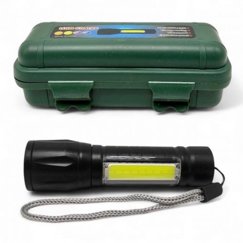 Ліхтарик світлодіодний (акмулятор, USB, пластиковий корпус, в коробці)