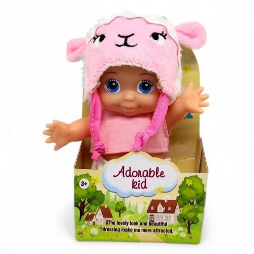 ЛЯЛЬКА В КАПЕЛЮШКУ 14 см (РОЖЕВА ОВЕЧКА)