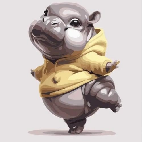 Картина за номерами "Бегемотик танцівник" 30х30 см