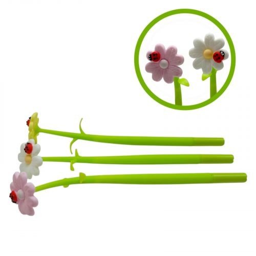 Ручка C 60782 (30/3) ЦІНА ЗА 48 ШТУК В БЛОЦІ, "Ромашка", гелева, синя паста