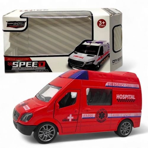 Машинка металева "Автобус" (ШВИДКА ДОПОМОГА ЧЕРВОНА)