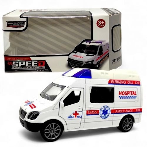 Машинка металева "Автобус" (ШВИДКА ДОПОМОГА БІЛА)