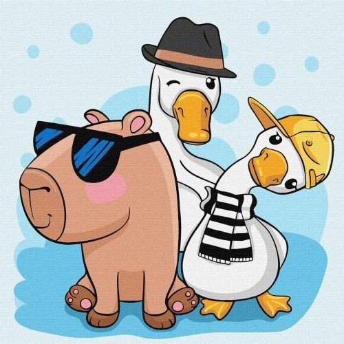 Картина за номерами "Капібара і друзі" 30х30 см