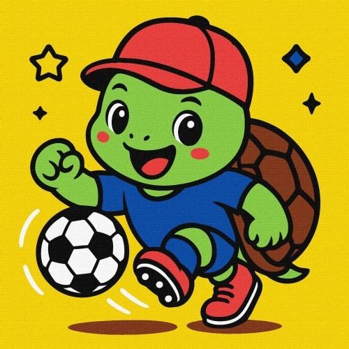 Картина за номерами "Черепашка грає у футбол" 25х25 см