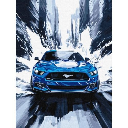 Набір для розпису по номерах "Синій мустанг" 30х40см