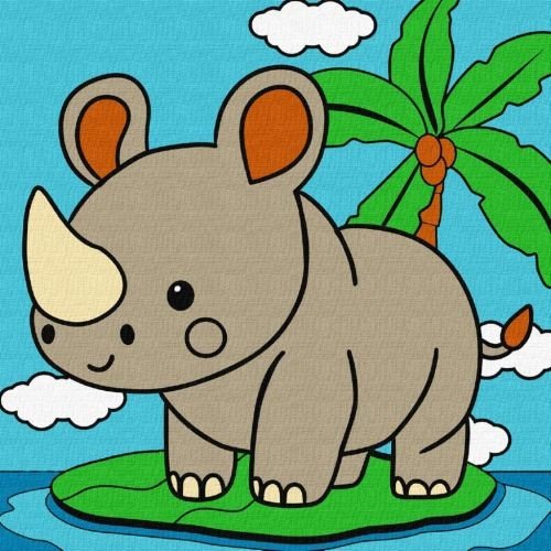 Набір для розпису по номерах  для дітей "Носоріг" 25х25cm