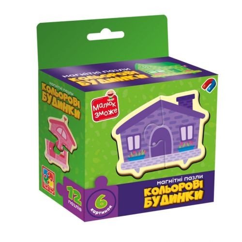 Гра розвиваюча пазли магнітні "Кольорові будинки" Vladi Toys