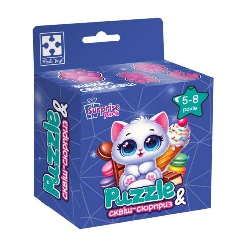 Гра розвиваюча пазли із сюрпризом "Біле кошенятко" Vladi toys (укр)
