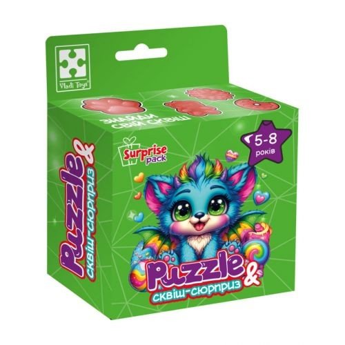Гра розвиваюча пазли із сюрпризом "Бірюзовий дракончик" Vladi toys (укр)