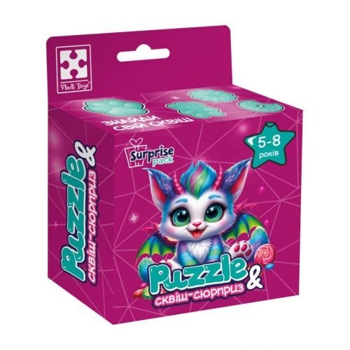 Гра розвиваюча пазли із сюрпризом "Кольоровий дракончик" Vladi toys (укр)