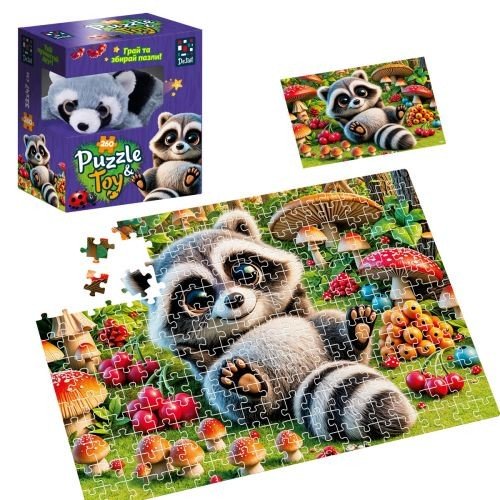 Пазли з м'якою іграшкою "De.tail. Єнотик" 260 деталей
