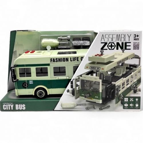 Автобус (звуки, підсвічування салона, конструктор, інерція, викрутка, рухомі деталі, в коробці)