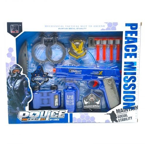 Поліцейський набір (пістолет, ніж, наручники, бінокль, димова шашка, значки)