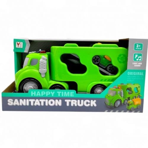 Вантажівка автовоз з технікою, світло, звук (САЛАТОВА)