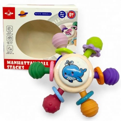 Брязкальце-спінер Кит; гумові прорізувачі, присоска, в коробці