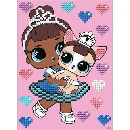 Набір з алмазною мозаїкою (вибірковою) "L.O.L. Surprise! Miss Baby With Miss Puppy" 15x20см