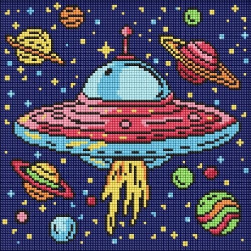 Набір з алмазною мозаїкою для дітей "Космічна подорож" 30х30см