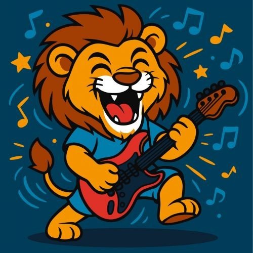 Картина за номерами "Лев з гітарою" 25х25 см