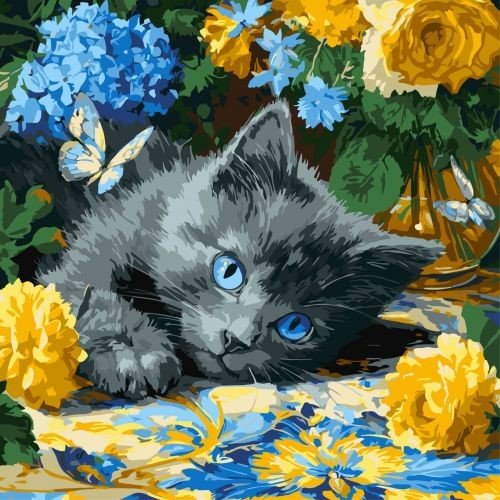 Картина за номерами "Кошення блакитнооке" 40х40 см