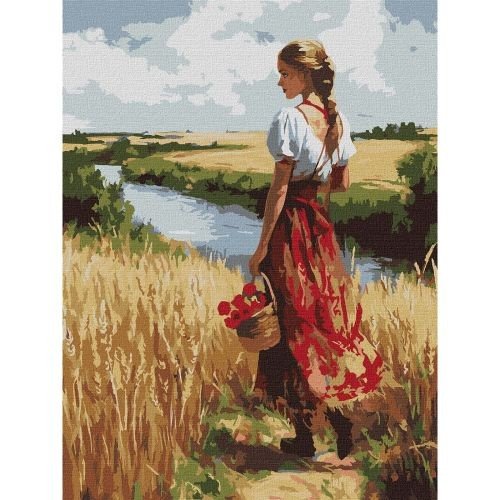 Картина за номерами "Українка та лани" 30х40 см