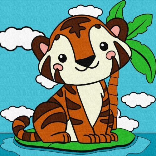 Набір для розпису по номерах  для дітей "Миле тигреня" 25х25cm