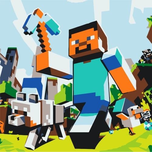 КАРТИНА ЗА НОМЕРАМИ "МАЙНКРАФТ" 30Х30 СМ