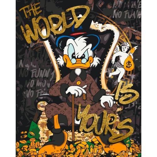 КАРТИНА ЗА НОМЕРАМИ З ФАРБАМИ МЕТАЛІК "СКРУДЖ МАКДАК" 40х50 см