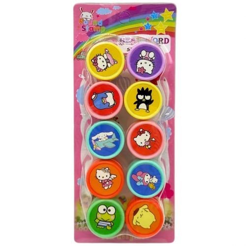 Набір печаток (штампів) герой, висота 4 см, 10 штук в упаковці, вбудоване чорнило (мікс)