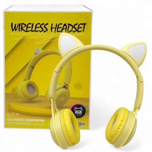 Навушники бездротові, підсвічування, Bluetooth, (ЖОВТІ)